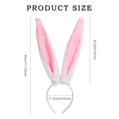 Easter Bunny Ears Plush Headband Cute Rabbit Ears Animal Hair Bands Party Cosplay Headwear for Easter Costume Accessories - color: White