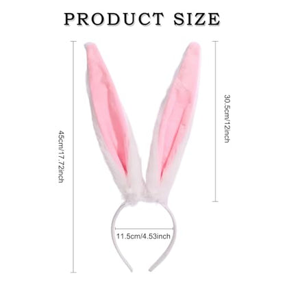 Easter Bunny Ears Plush Headband Cute Rabbit Ears Animal Hair Bands Party Cosplay Headwear for Easter Costume Accessories - color: White