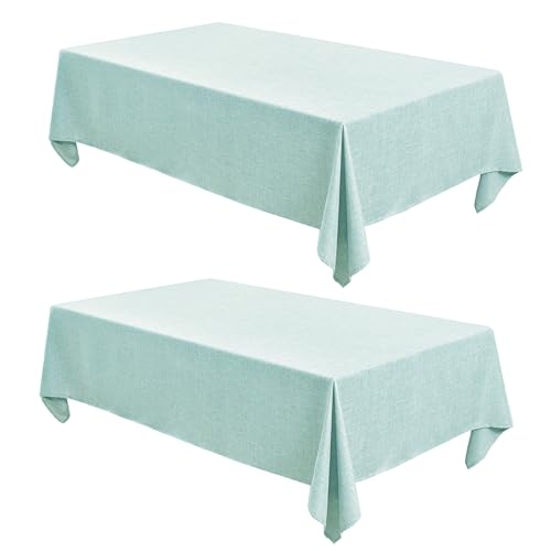 Table Cloth Rectangular Waterproof Faux Linen Table Cover for Dining,Parties Wedding Sage Green Farmhouse 60x120 Stain Resistant Wrinkle Free Decorative 2 Pack - color: Sage Green, size: 60X120 IN - 2 pack