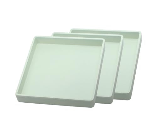 Small Square Tray (5.9 inch) 3 Pack, Durable Green Tray for Desserts & Organization, Lightweight for Coffee, Drinks, Party, Seasoning, Perfume and Display. - color: Green - 3 Tray, size: 5.9" x 5.9" x 0.8"