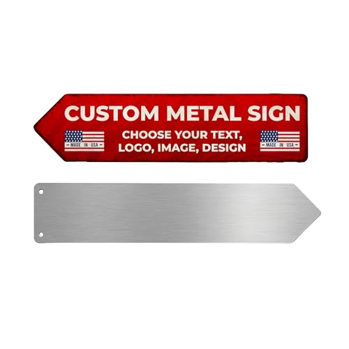 Custom Left Arrow Metal Sign by BCB Print - Personalised Directional Sign with Your Photo, Text or Logo | Weatherproof Arrow Yard Display for Indoor & Outdoor | Made in USA | Multiple Sizes - color: Left Arrow Metal Sign