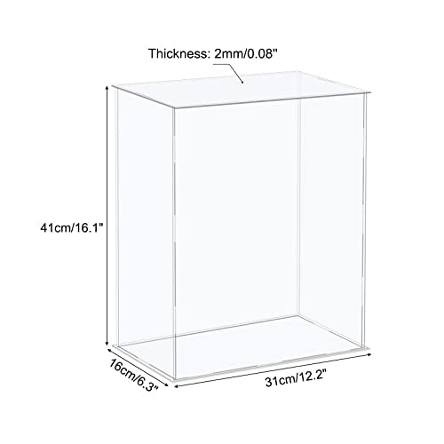 MECCANIXITY Acrylic Display Case Plastic Box Cube Storage Box Clear Assemble Showcase 12.2x6.3x16.1 Inch for Collectibles - size: 12.2x6.3x16.1 Inch