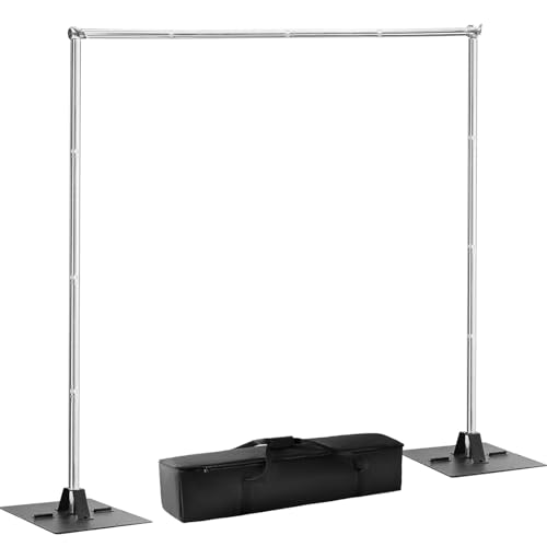 Heavy Duty Pipe and Drape Frame Kit 10x10ft Adjustable Height/Width Photography Background Support Poles All-Metal Construction Backdrop Stand for Party, Birthday, Wedding - Silver - color: Sliver, size: 10ft×10ft