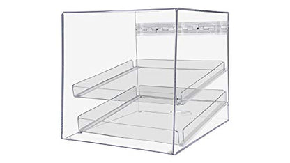 Marketing Holders Bagel and Pastry Display Case Clear Acrylic Cabinet 2 Tray Dispenser for Hotel Breakfast Bars Self Serve Food Counter Buffet or Bakery - size: Pastry Cabinet 2 Trays