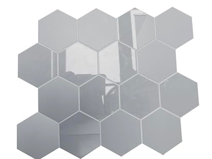 New Upgrade Premium Hexagon Peel and Stick Tile Backsplash，Matte Grey Waterproof Stick on Backsplash, Self-Adhesive Marble Tiles for Kitchen,Bathroom and Bedroom，10-Sheet. - color: Matte and Glossy Grey