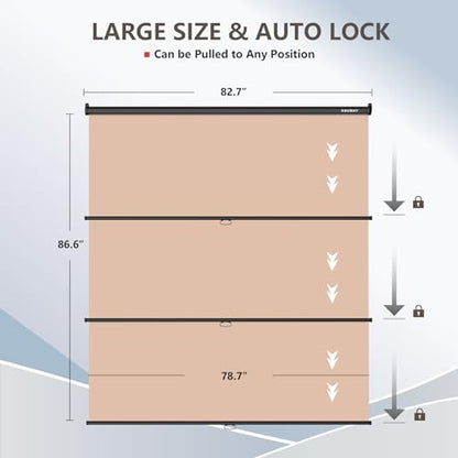RAUBAY Retractable Pull Down Beige Screen Backdrop - 78.7" x 86.6" Collapsible Wall-Mount Nude Background for Professional Video Production, Photography, TikTok and Video Conferencing - color: Beige, size: Wider(78.7 x 86.6in)