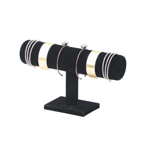 Bracelet Holder Stand, Detachable Bracelet Display Holder Stand, Velvet Bracelet Watches Organizer Rack, Hovering T-Bar Necklace Jewelry Display Stand for Home or Store Selling Show (Black Set1) - color: Black, size: Set1