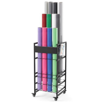 Thyle Seamless Paper Backdrop Storage Rack Holds 12 Rolls, Background Paper Roll Display Stand with 4 Locking Wheels, Heavy Duty Backdrops Rolls Storage Stand for Photography Studio Retail Display