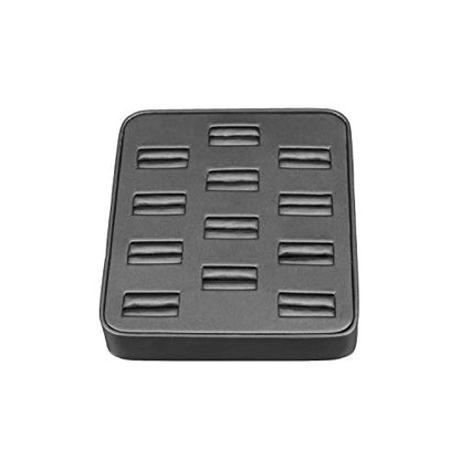 MOOCA 12 Slots Ring Tray Display, Slotted Ring Showcase Display Jewelry Organizer Stand for Home Trade Show, Steel Grey Faux Leather Trim - color: Steel Grey Faux Leather, 12 slots