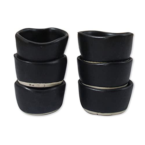 roro Handmade 2-Inch Matte Black Ceramic Pinch Bowls, Set of 6 – Versatile Stoneware for Spices, Condiments, Appetizers & Finger Foods - size: Pinch Bowls x 6