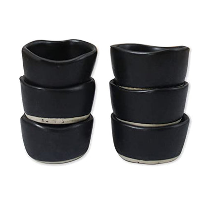 roro Handmade 2-Inch Matte Black Ceramic Pinch Bowls, Set of 6 – Versatile Stoneware for Spices, Condiments, Appetizers & Finger Foods - size: Pinch Bowls x 6