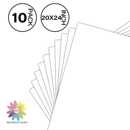 Mat Board Center, 10 Pack 20x24 White Backing Boards, Cardboard for Arts, Prints, Frames, Photos and More - size: 20x24