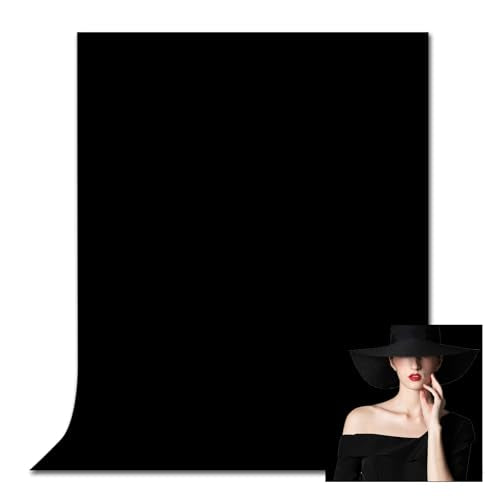 Black Backdrop for Photoshoot, Photobooth Professional Photo Backdrop Curtains, Studio Portrait Video Teams Photo op Backdrop Solid Color Backdrops for Photography 8x10FT - color: Black, size: 8x10FT