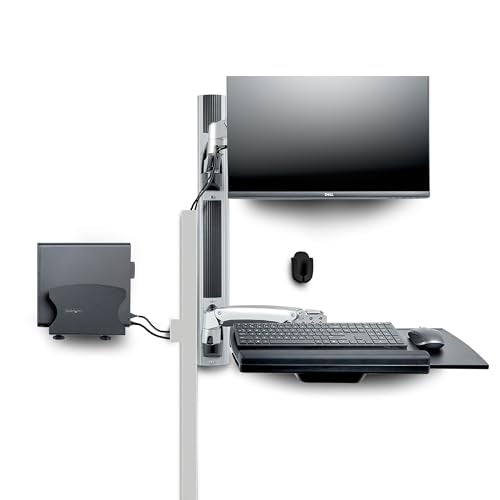 StarTech.com Wall Mount Workstation, VESA Mount for 32" Monitor (22lb/10kg), Fully Articulating Monitor Mount & Keyboard Tray, TAA - color: Black & Silver, style: Wall Mount – Spring Arm