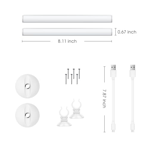 Benature LED Mirror Lights Portable Rechargeable Vanity Light 3 Brightness Touch Control Makeup Light for Bathroom Dressing Room 2 Packs - size: 2 Packs