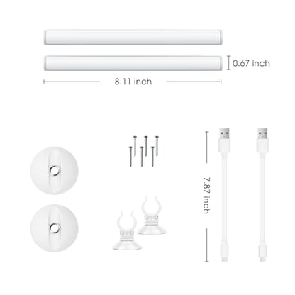 Benature LED Mirror Lights Portable Rechargeable Vanity Light 3 Brightness Touch Control Makeup Light for Bathroom Dressing Room 2 Packs - size: 2 Packs