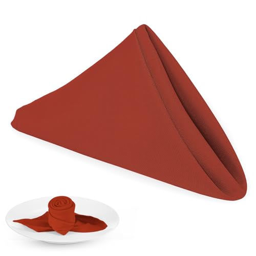 PLOYMONO Burnt Orange Heavy Duty Cloth Napkins-17 x 17 Inch Solid Washable Polyester Dinner Napkins - Set of 8 Napkins with Hemmed Edges-Great for Party, Fall Festival, Autumn, Halloween, Thanksgiving - color: Burnt Orange