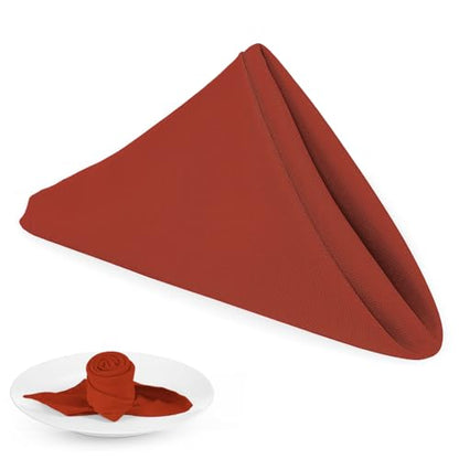 PLOYMONO Burnt Orange Heavy Duty Cloth Napkins-17 x 17 Inch Solid Washable Polyester Dinner Napkins - Set of 8 Napkins with Hemmed Edges-Great for Party, Fall Festival, Autumn, Halloween, Thanksgiving - color: Burnt Orange