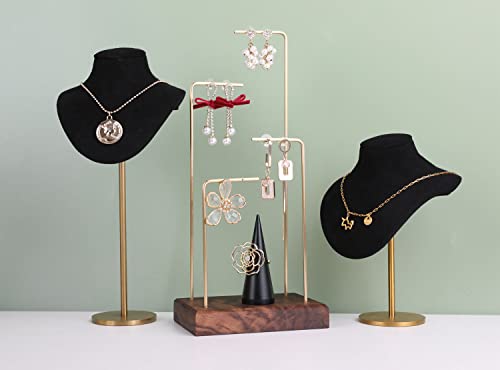 Necklace holder bust for girls, Velvet hanging jewelry organizer, Small necklace mannequin, Metal necklace display stands for selling【Black】 - color: Black, size: Small
