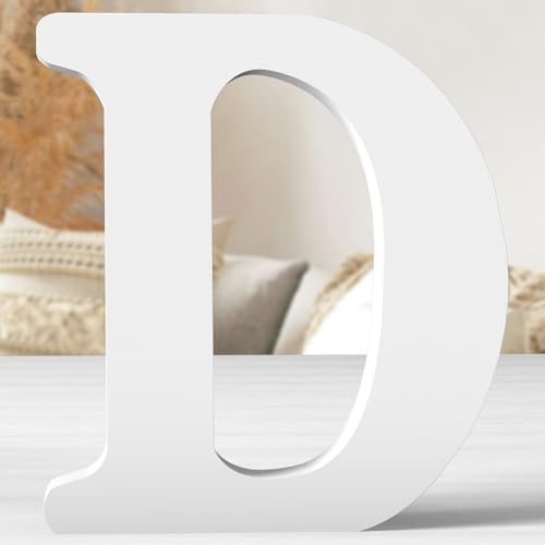 12 Inch White Wood Letters Unfinished Wood Letters for Wall Decor Decorative Standing Letters White Block Letters for wall Decoration for Craft Home Party Projects (D) - color: White-D, size: 12 inch