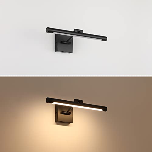 Joosenhouse LED Picture Light Fixtures 16.53" Inches Long Modern Black Wall Lamps with Rotatable Lighting Tube Picture Frame Lights for Paintings 7W(50W Eqv.) Hardwired Connection 3000K - color: Black, size: Non-Dimmable 16.53" Long