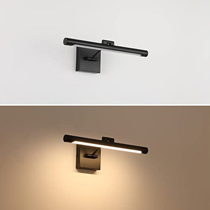 Joosenhouse LED Picture Light Fixtures 16.53" Inches Long Modern Black Wall Lamps with Rotatable Lighting Tube Picture Frame Lights for Paintings 7W(50W Eqv.) Hardwired Connection 3000K - color: Black, size: Non-Dimmable 16.53" Long