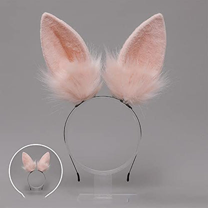 Faylay Bunny Ear Women Rabbit Ear Faux Fur Headband Cosplay Headwear - color: Rbte-pink