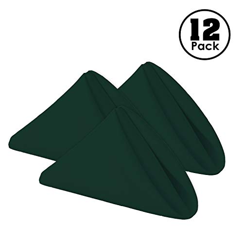 Gee Di Moda Cloth Napkins - 17 x 17 Inch Hunter Green Dinner Napkins - Set of 12 Soft & Absorbent Washable Fabric Cloth Table Napkins with Hemmed Edges for Hotel Restaurant, Holiday Parties & Wedding - color: Hunter Green
