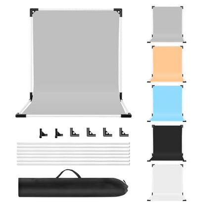 Small Backdrop Stand 1.3x2.6ft, Flat Lay Seamless Paper Props, Detachable Crossbar, Portable Background Stand Support for Photography, Table Backdrop Holder for Makeup Food Small Product Photography