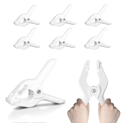 EMART 6 Pack Heavy Duty Spring Clamps, 9 inch Plastic Photo Booth Backdrop Clips Clamps for Backdrop Stand, Photography Studio, Photoshoot, Woodworking, Balloon Arch, Crafts, Pool Cover-White - color: White, size: 9 inch