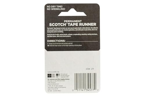 Scotch 6061 Scotch Double Sided Adhesive Roller Tape Runner, Permanent, Acid-Free, Photo-Safe Adhesive for Scrapbooking, Photo Mounting, and Crafts, 0.27 in x 26 ft per Roller, Pack of 4 - size: 4-pack