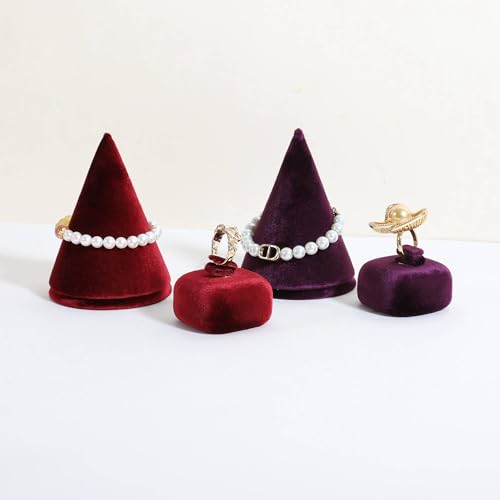 Cute Single Ring Holder for selling, Velvet Ring Display Stand for Jewelry Show, Jewelry Storage Display【Red】 - color: Red