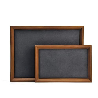 Oirlv Solid Wood Small Jewelry Tray Trade Showcase Countertop Jewelry Display Trays Rectangle Vanity Tray(Grey, Small) - color: Gray, size: 9.1" x 5.9" x 0.7"