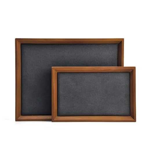 Oirlv Solid Wood Small Jewelry Tray Trade Showcase Countertop Jewelry Display Trays Rectangle Vanity Tray(Grey, Small) - color: Gray, size: 9.1" x 5.9" x 0.7"