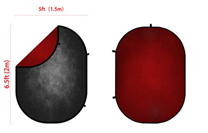 Kate 5x6.5ft(1.5x2m) Collapsible Backdrop Red Black Texture Pop up Backdrops Abstract Reversible Portrait Photography Backgrounds for Photo Video Meeting