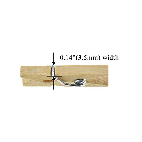 HAHIYO Wooden Clothes Pins Clothespins Mini Do NOT Fall Apart 1 inches Length 80 Pack Sturdy Strong Springs No Rust No Discoloration for Laundry Bathroom DIY Craft Photos Food Opened Bags - size: Natural Wood 1 inches 80 Pack