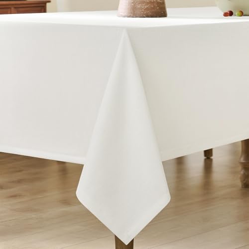 Natural Linen Square Tablecloth Neutral Wrinkle-Proof Faux Burlap Table Clothes for Dining 55 x144 - color: Natural, size: 55" x 144" (Rectangular)