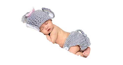 Matissa Newborn Baby Girl/Boy Crochet Knit Costume Photography Prop Hats Outfits - color: Baby Girl Elephant