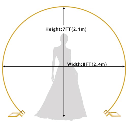 Wokceer Round Backdrop Stand 8FT Gold Wedding Arch Metal Circle Balloon Arch Stand for Birthday Party Wedding Bridal Shower Anniversary Ceremony - color: Gold, size: 8 FT
