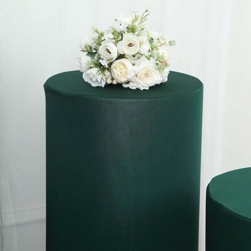 Efavormart Set of 5 | Hunter Emerald Green Spandex Cylinder Plinth Display Box Stand Covers, Stretchable Pedestal Pillar Prop Covers - 160 GSM - color: Hunter Green, size: Spandex Cylinder Covers