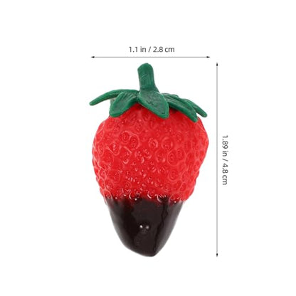 Lurrose 8pcs Chocolate Dipped Strawberry Ornaments Artificial Decorative Fruit Realistic Simulation Strawberries for Photography Props Cake Decoration