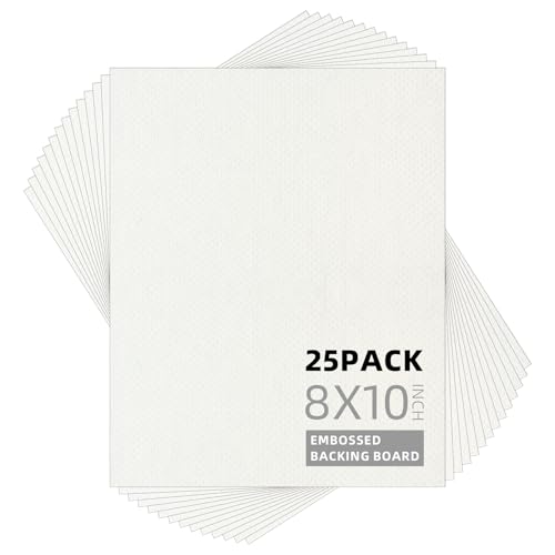 Somime 25 Pack Embossed Backing Boards Only, 8x10 Uncut White Mat Board, Acid Free Backer Boards Ideal for Photos, Pictures, Prints, Frames, and Artwork - size: 8x10