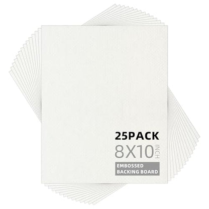 Somime 25 Pack Embossed Backing Boards Only, 8x10 Uncut White Mat Board, Acid Free Backer Boards Ideal for Photos, Pictures, Prints, Frames, and Artwork - size: 8x10
