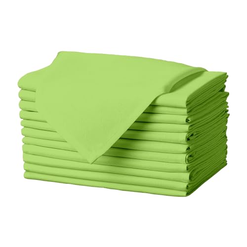Gee Di Moda Cloth Napkins - 17 x 17 Inch Apple Green Dinner Napkins - Set of 12 Soft & Absorbent Washable Fabric Cloth Table Napkins with Hemmed Edges for Hotel Restaurant, Holiday Parties & Wedding - color: Apple Green