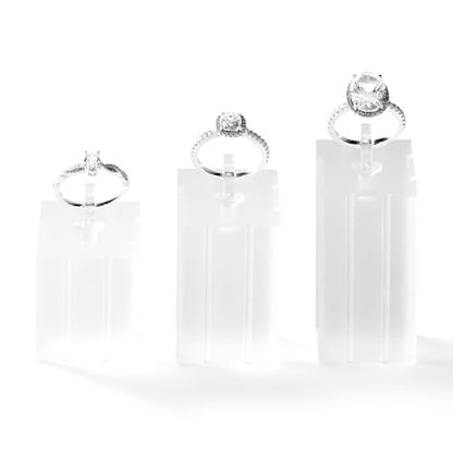 3 Piece Acrylic Ring Display Stand Ring Holder Jewelry Display Holders Showcase (Matte) - color: Matte White