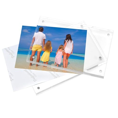 Meetu Acrylic Picture Frame 6x8 Tabletop Photo Frame Magnetic Double Sided Frame Free Standing Desktop for Display Document, Certificate, Photograph, Artwork in Office Room - size: 6x8“(2 Pack)
