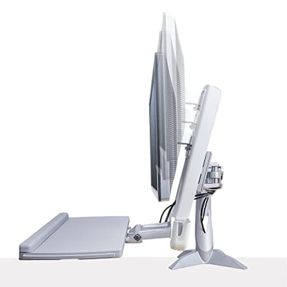 StarTech.com Sit-Stand Monitor Arm with Keyboard Tray - Adjustable Desk Mount Sit-Stand Workstation Arm for Single 27" VESA Display - Ergonomic Articulating Standing Desk Converter, TAA - color: Silver, style: Desk Mount – Spring Arm