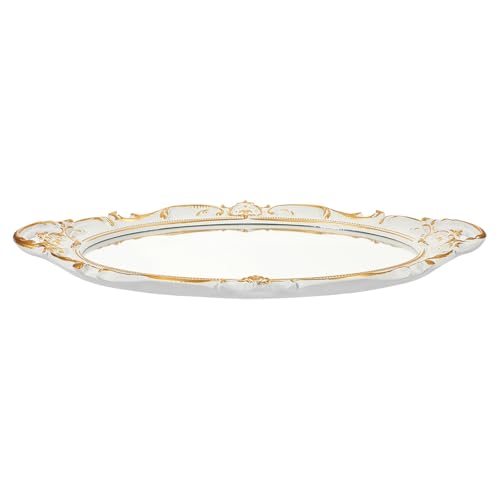 Hemobllo Retro Mirror Jewelry Tray Vintage Decorative Mirror Plate Bracelet Display Dish for Home Décor and Photography Prop White Decorative Vanity Tray