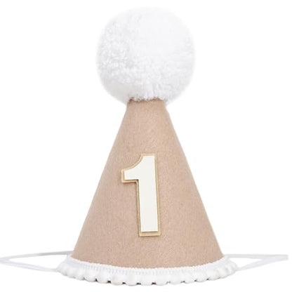 Boho First Birthday Hat-Natural 1st Birthday Boho Decorations,One Birthday Costume Headwear,Cake Smash Photo Prop - color: Brown