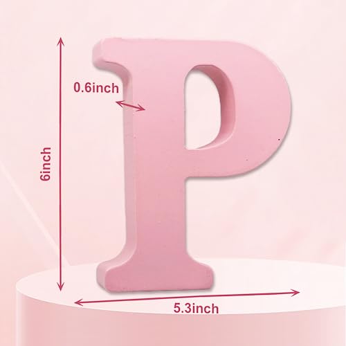 AOCEAN 6 Inch Pink Wood Letters Unfinished Wooden Letters for Wall MAGA Decorative Standing Letters Slices Sign Board for Crafts Christmas Decoration Home Party Projects (P) - style: P